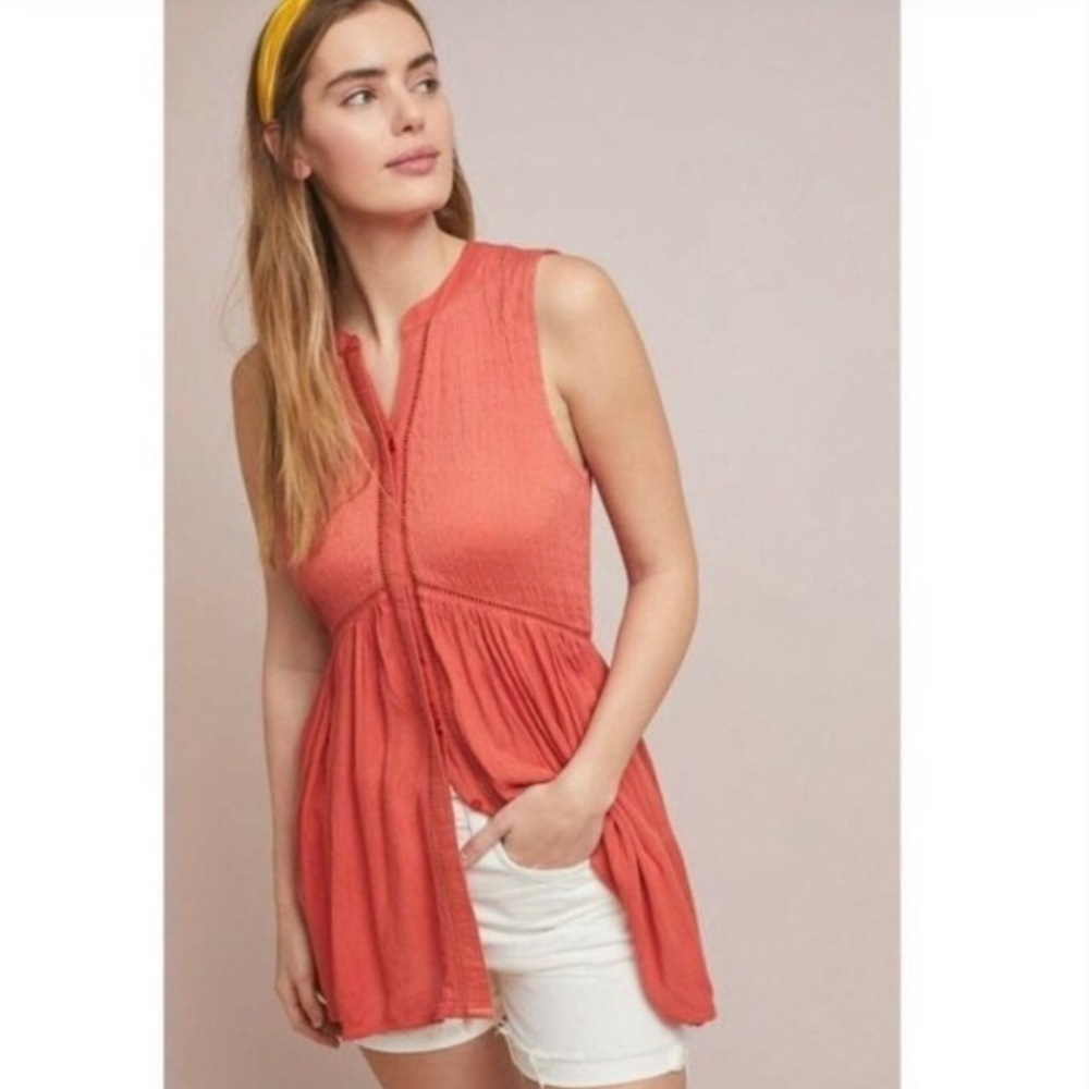 Anthropologie Nia Orange Tunic top